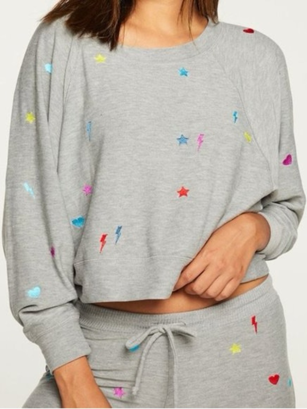 Chaser Cropped Embroidered Sweatshirt XL